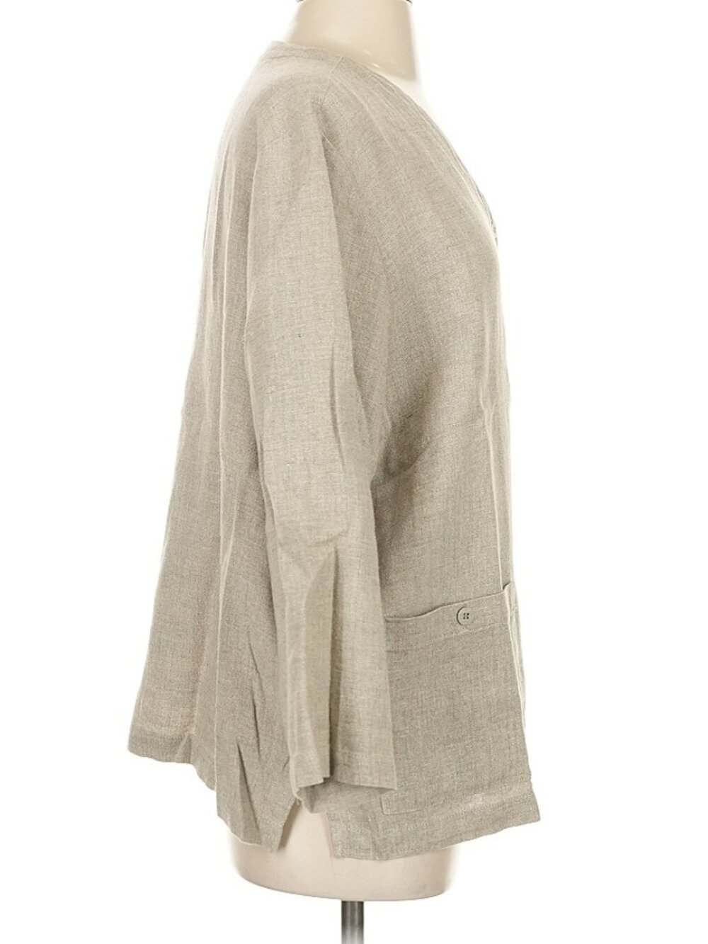EILEEN FISHER linen blend button front v-neck jacket blazer classic 1X EXC COND - Picture 3 of 5